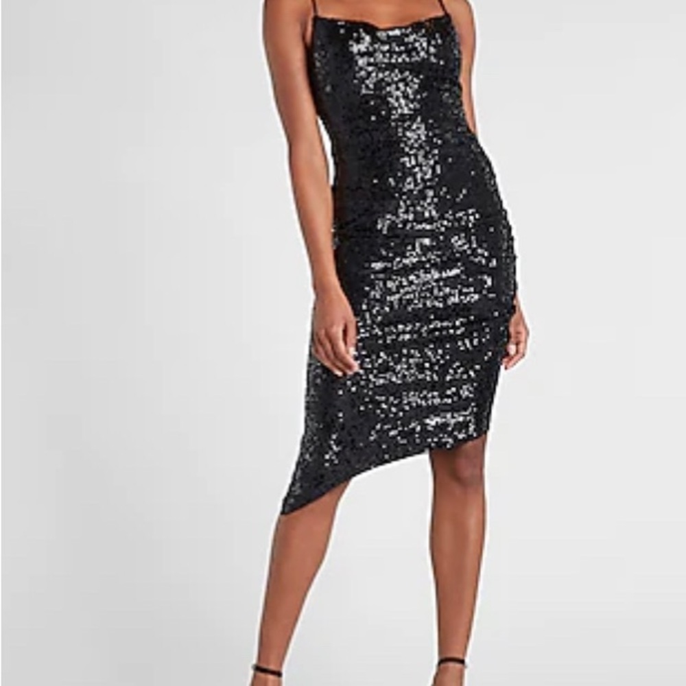 Express Sequins Cowl Neck Slip Dress